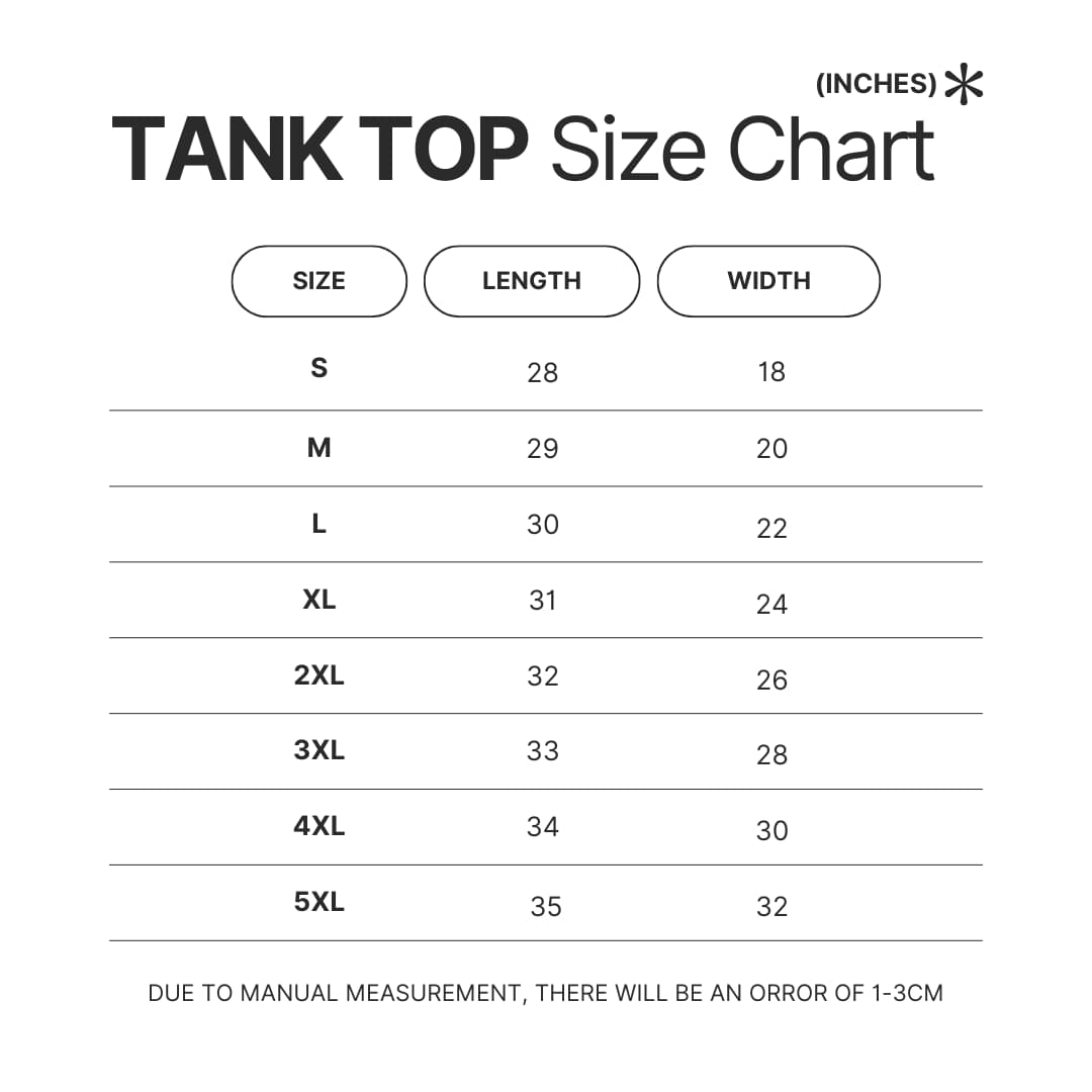 Tank Top Size Chart - Scott Pilgrim Store